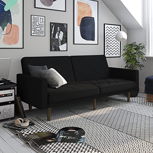 DHP Кровать-трансформер Paxson Futon Couch с льняной обивкой и деревянными ножками - черный