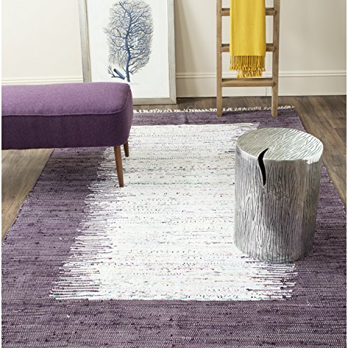  Safavieh Montauk Collection MTK711M коврик ручной работы из плоского полотна цвета слоновой кости и фиолетового хлопка (9 x 12...