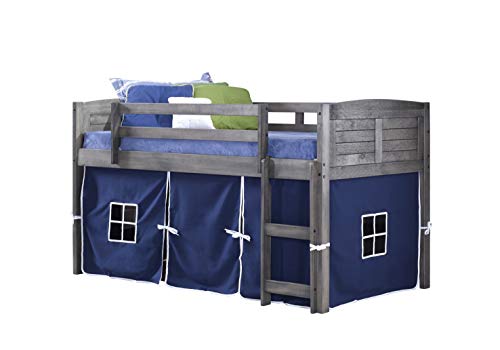 Donco Kids 790-AAG-750C-TB Низкая кровать-чердак с жалюзи и синим тентом