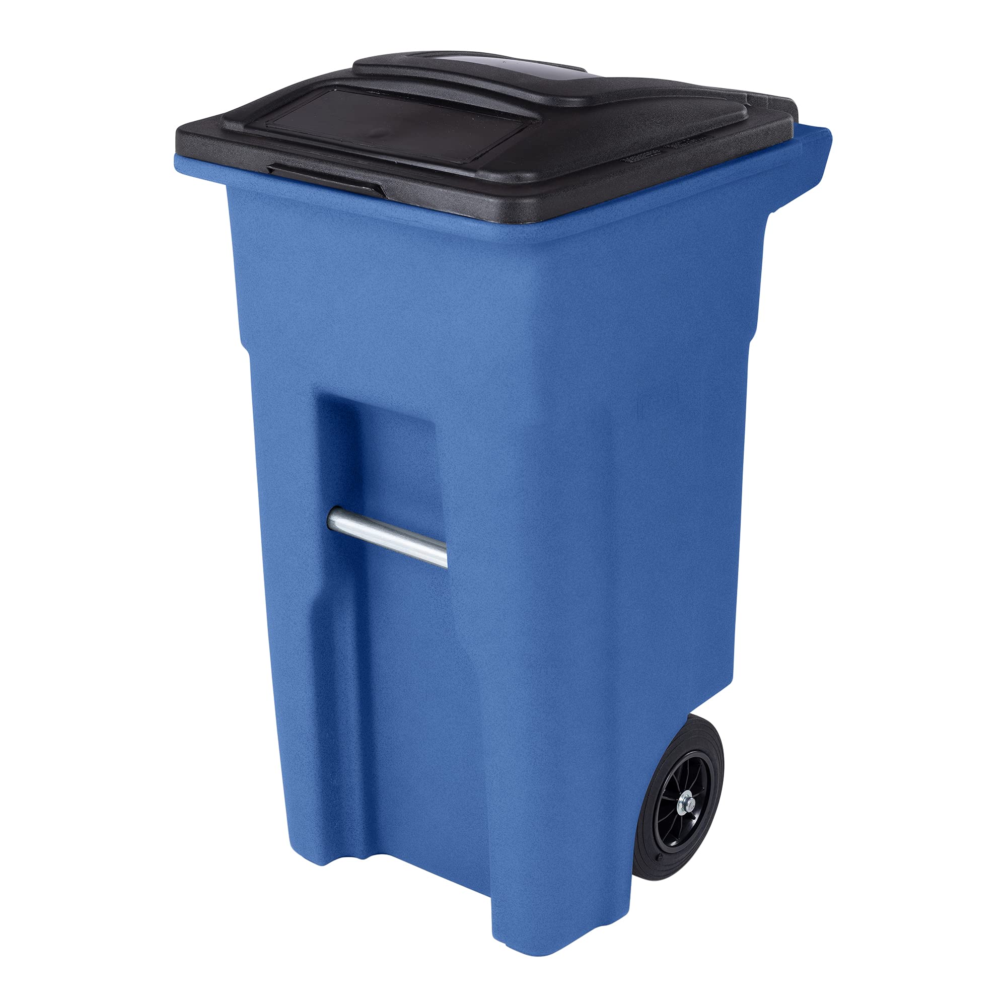 Toter 32 гал. Синий мусорный бак с бесшумными колесами и прикрепленной черной крышкой