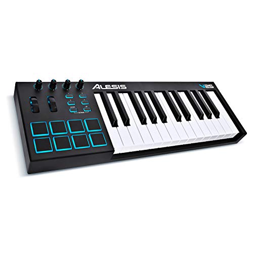 Alesis В25 | 25-клавишная USB MIDI-клавиатура и контроллер ударных пэдов (8 пэдов / 4 ручки / 4 кнопки)