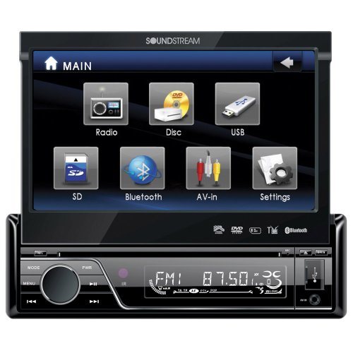 Soundstream VIR-7830B Автомобильный стерео DVD-плеер Single-Din Bluetooth с 7-дюймовым сенсорным ЖК-экраном