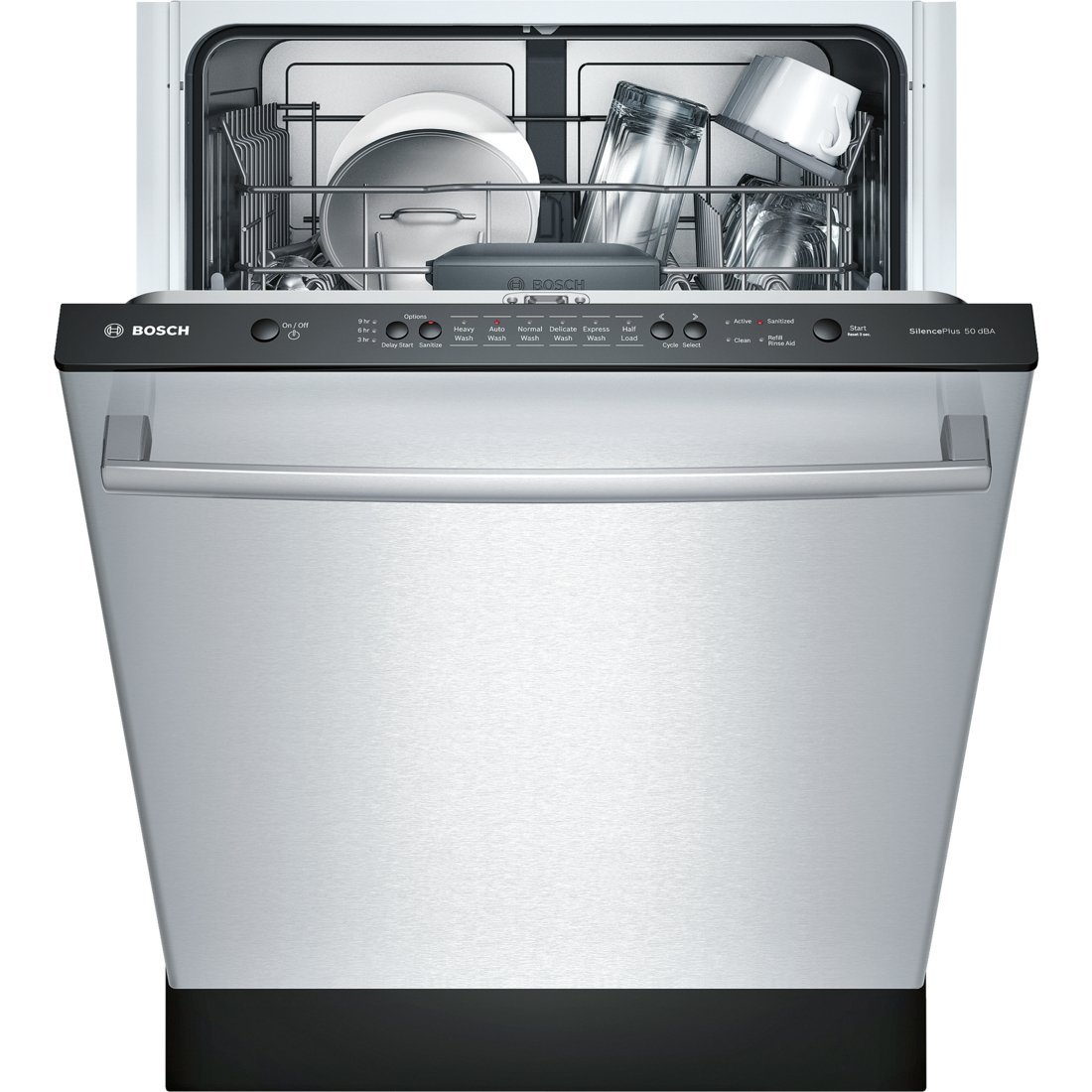  Bosch SHX3AR75UC Ascenta 24 'Wide Полностью встраиваемая встраиваемая посудомоечная машина с 6 циклами стирки 14 настроек...