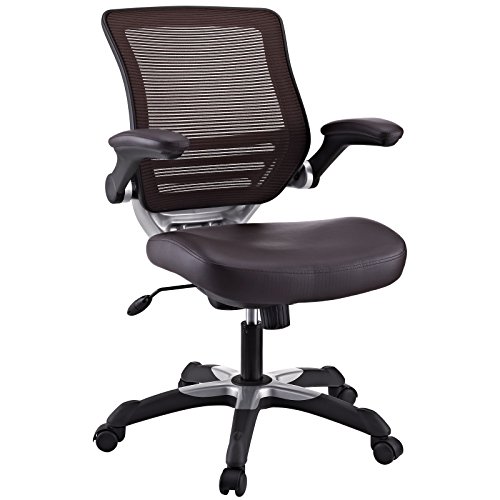 Modway Сетчатое офисное кресло из искусственной кожи Edge в коричневом цвете
