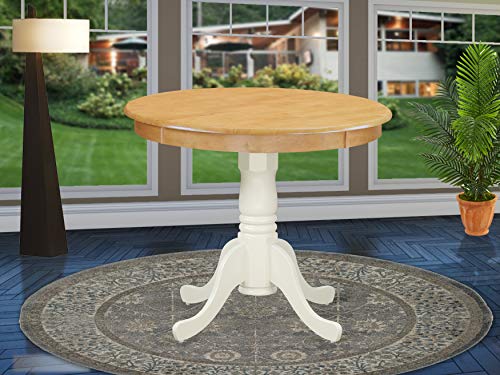  East West Furniture Антикварный обеденный стол ANT-OLW-TP - поверхность столешницы из дуба и ножки с белой отделкой из льна...