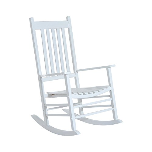 Outsunny Универсальное деревянное кресло-качалка с высокой спинкой и высокой спинкой - белый