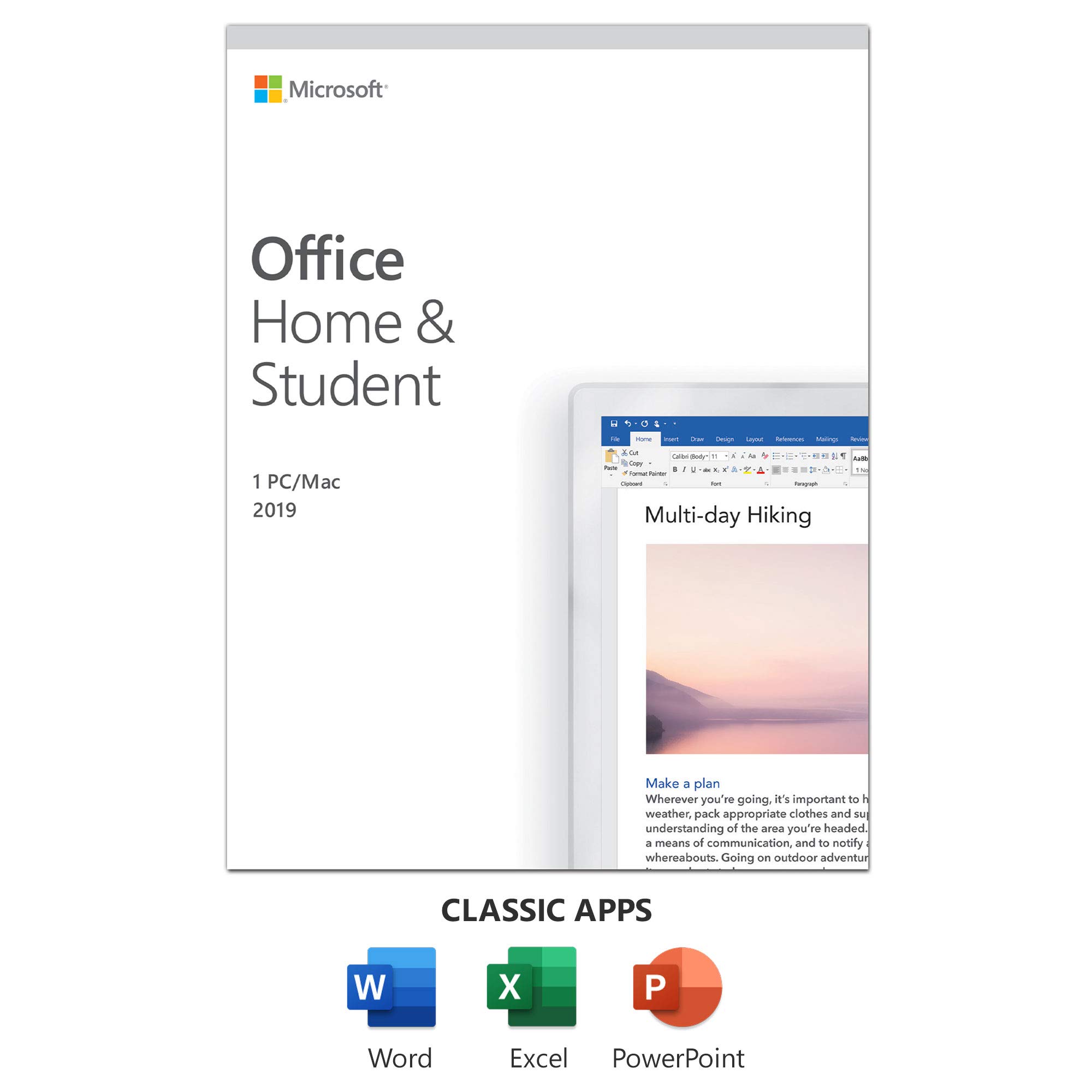 Microsoft Office 2019 для дома и учебы — коробка — 1 ПК/Mac
