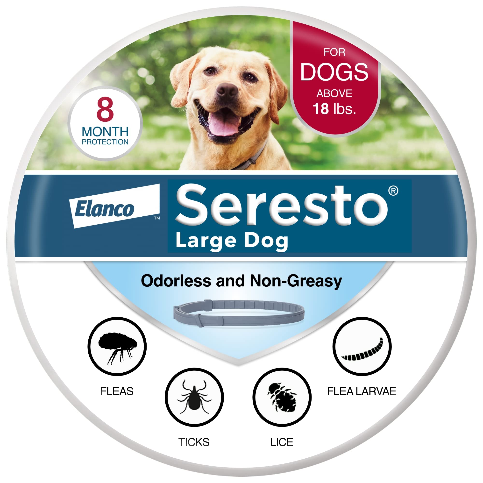  Seresto Рекомендованный ветеринаром ошейник для лечения и профилактики блох и клещей для больших собак для собак...