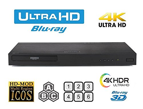  HDI DVD-плеер LG UHD 4K для дисков Blu-ray без региональных ограничений — PAL NTSC Ultra HD — USB — 100–240 В 50/60 Гц для использования...