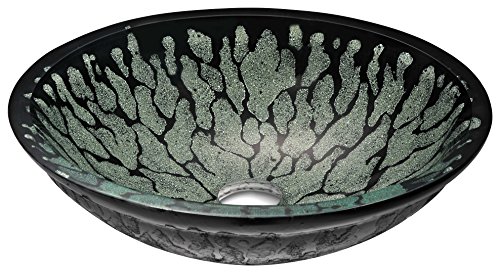  ANZZI Раковина для раковины из закаленного стекла в цвете Lustrous Black | Раковины для ванной с верхним креплением над...