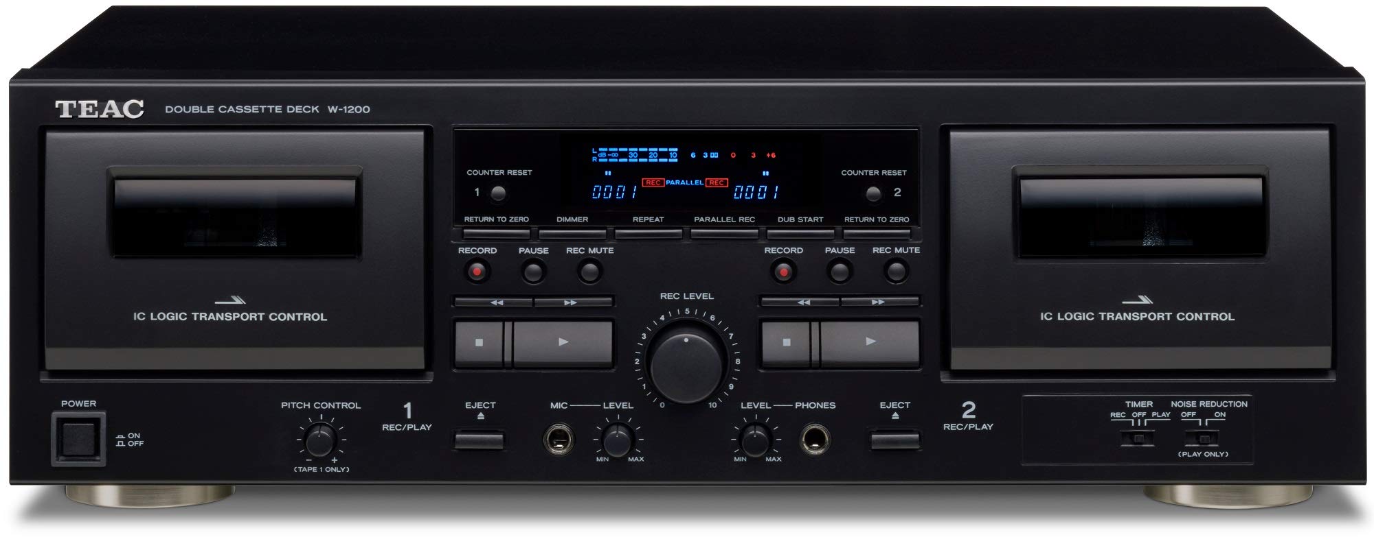 Teac Двойная кассетная дека W-1200 с рекордером / USB / Pitch / караоке-микрофоном и пультом дистанционного управления