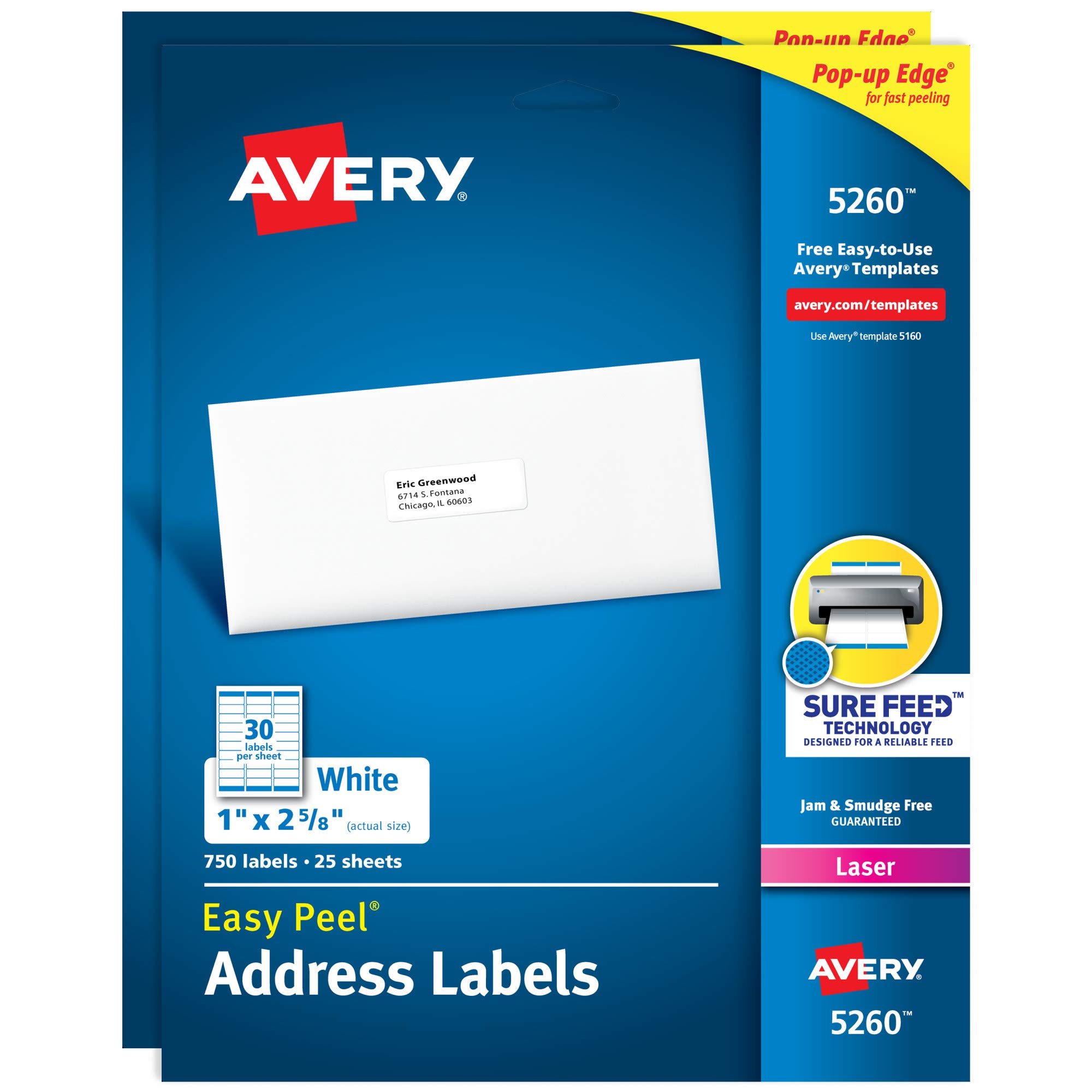 Avery 5160 Адресные этикетки Easy Peel