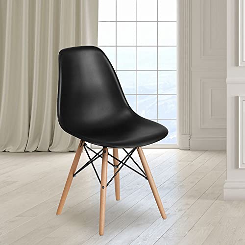 Flash Furniture Пластиковый стул серии Elon с деревянным основанием