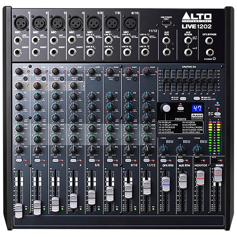 inMusic Brands Inc. Alto Professional Live 1202 | 12-канальный / 2-шинный микшер с 7 входами XLR