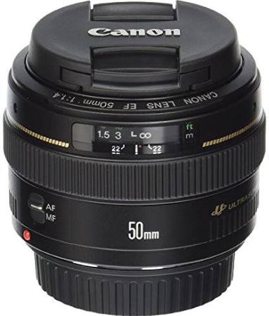  Canon Стандартный и средний телеобъектив EF 50mm f / 1.4 USM для зеркальных фотоаппаратов - фиксированный (сертифициро...