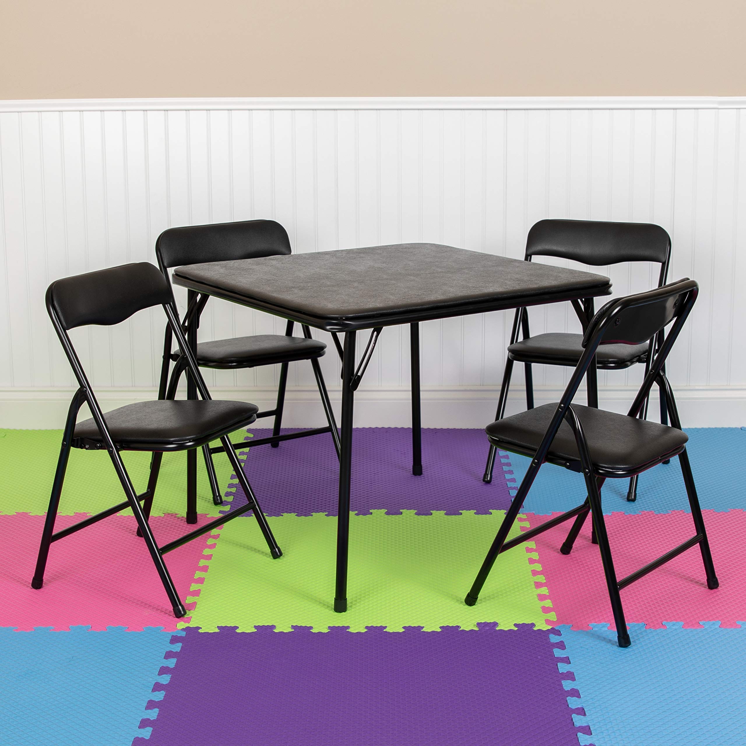 Flash Furniture Детский черный складной стол и стул из 5 предметов