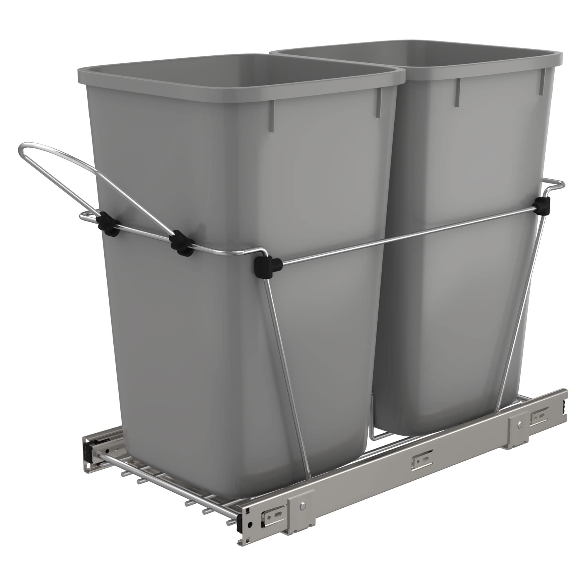  Rev-A-Shelf Двойные 27-квартовые выдвижные контейнеры для отходов Мусорные баки для переработки мусора для кухонных...