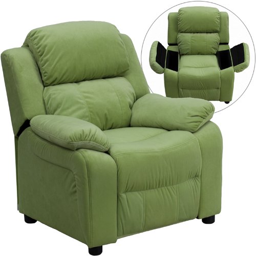 Flash Furniture Современное бежевое виниловое детское кресло Deluxe с мягкой подкладкой и подлокотниками