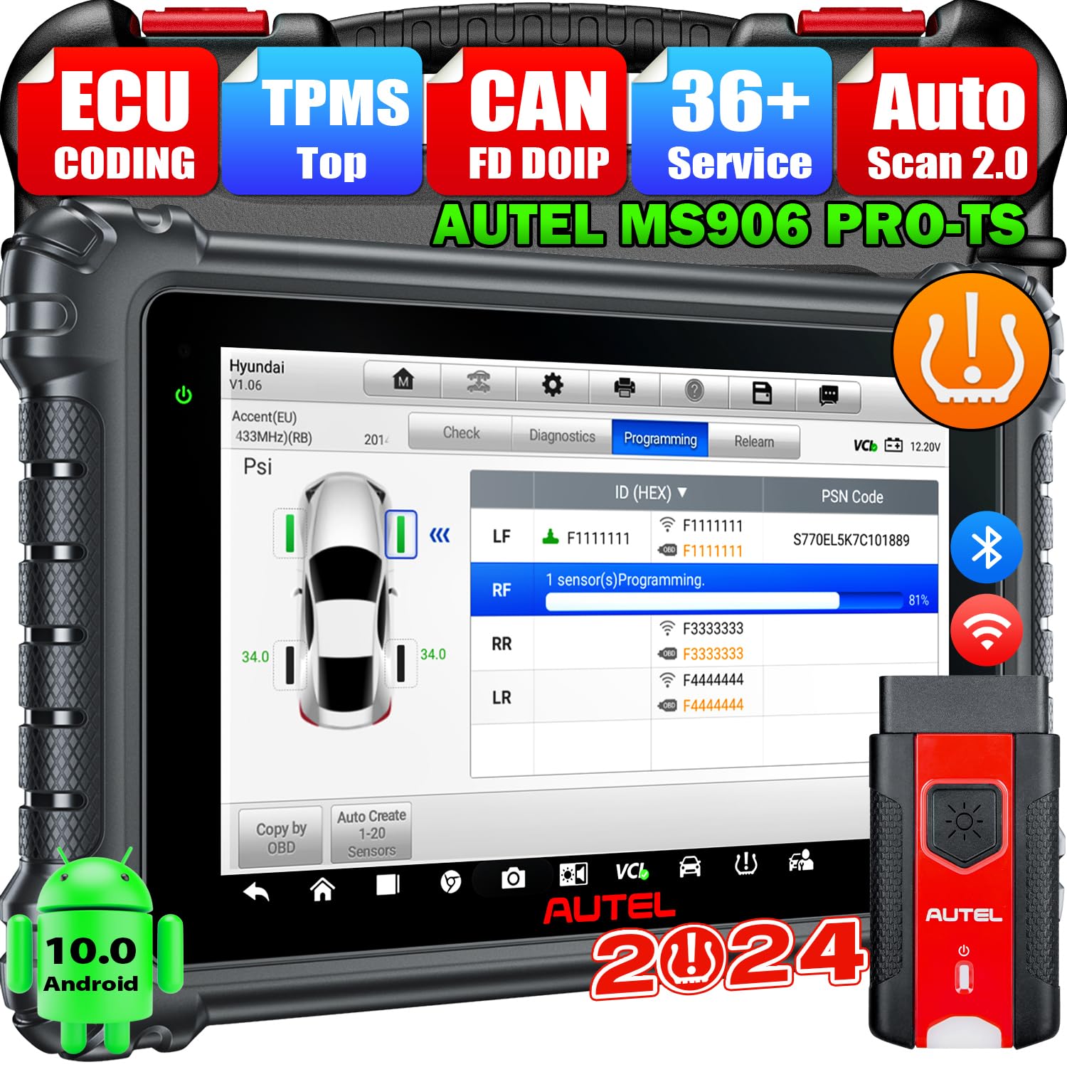 Autel MaxiSYS MS906 PRO-TS, 2024 Up of MS906 Pro MP900T...