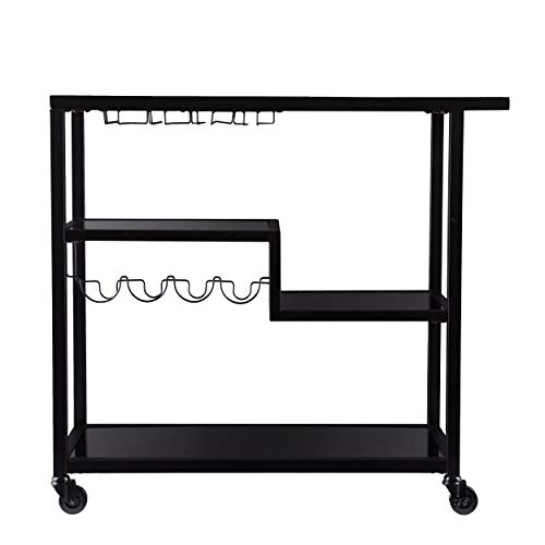 Holly & Martin Zephs Black Bar Cart with Smoked Mirror - Барная тележка и кухонные тележки онлайн