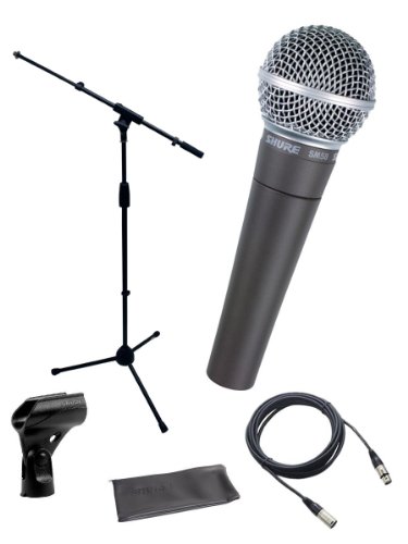  Shure Кардиоидный динамический вокальный микрофон SM58-LC в комплекте с адаптером для подставки и чехлом на молнии...