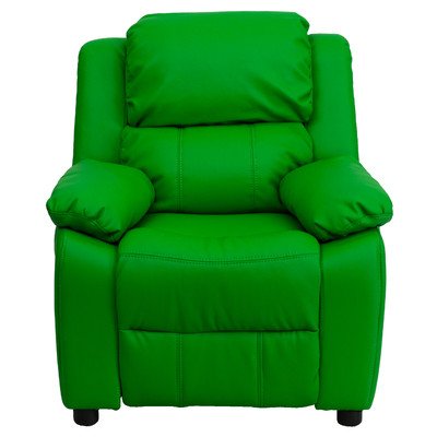 Flash Furniture Роскошное современное виниловое кресло для детей с подлокотниками зеленого цвета