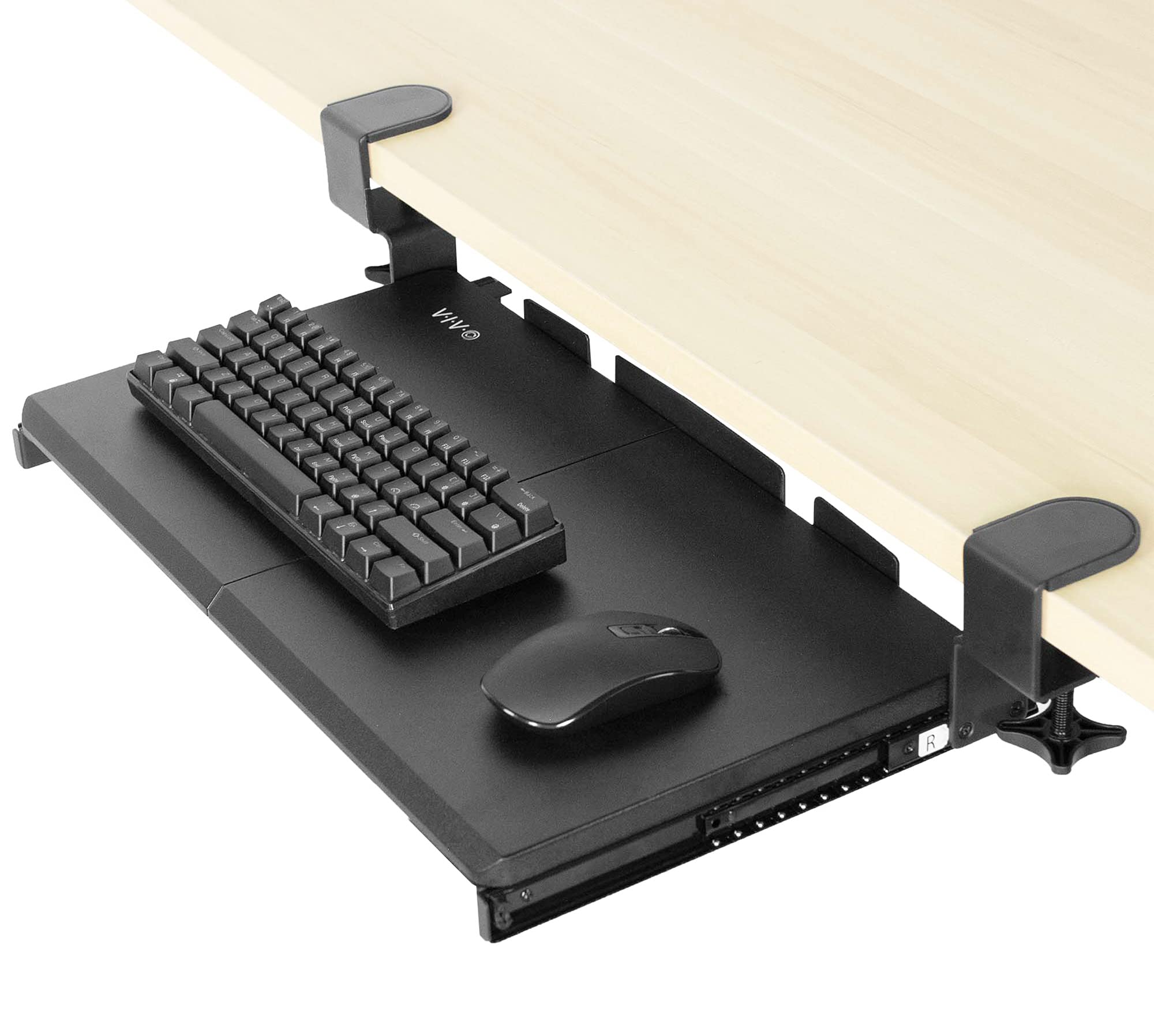 VIVO Выдвижной поддон для клавиатуры под столом с особо прочной системой крепления C-образным зажимом