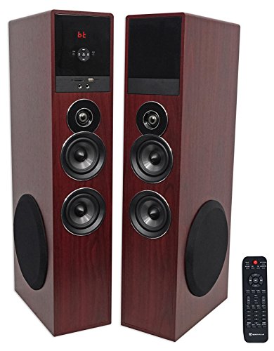 Rockville TM80C Cherry Powered Home Theater Tower Speakers 8' Sub/Bluetooth/USB