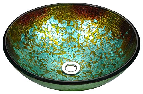  ANZZI Современная раковина из закаленного стекла Stellar Series в цвете Glacial Blaze | Зеленые раковины для ванной комнаты...