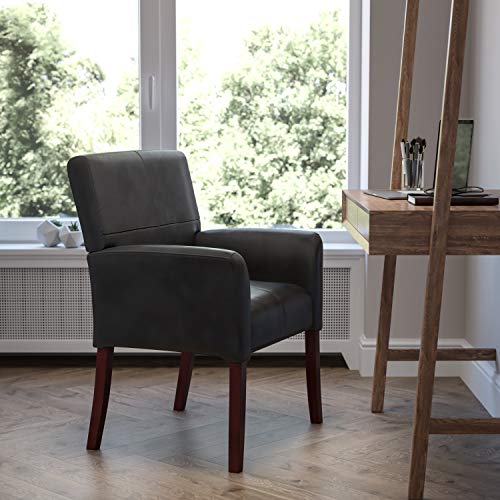 Flash Furniture Бордовое кожаное кресло для руководителя/приемной с ножками из красного дерева