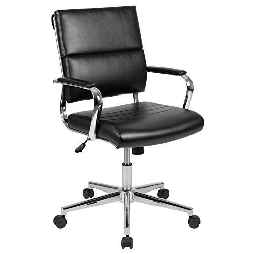 Flash Furniture Поворотное офисное кресло для руководителей из мягкой кожи и черной кожи со средней спинкой