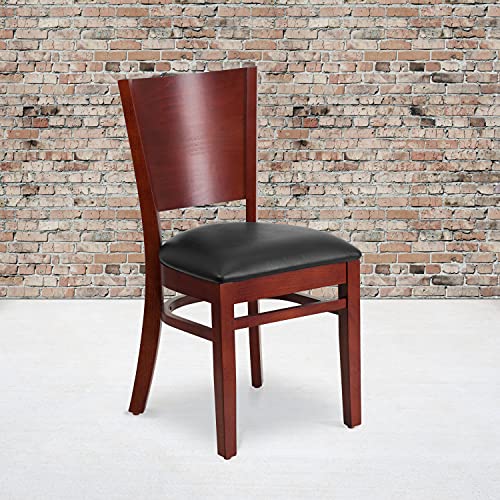 Flash Furniture Стул для ресторана из красного дерева с твердой спинкой серии Lacey - виниловое сиденье