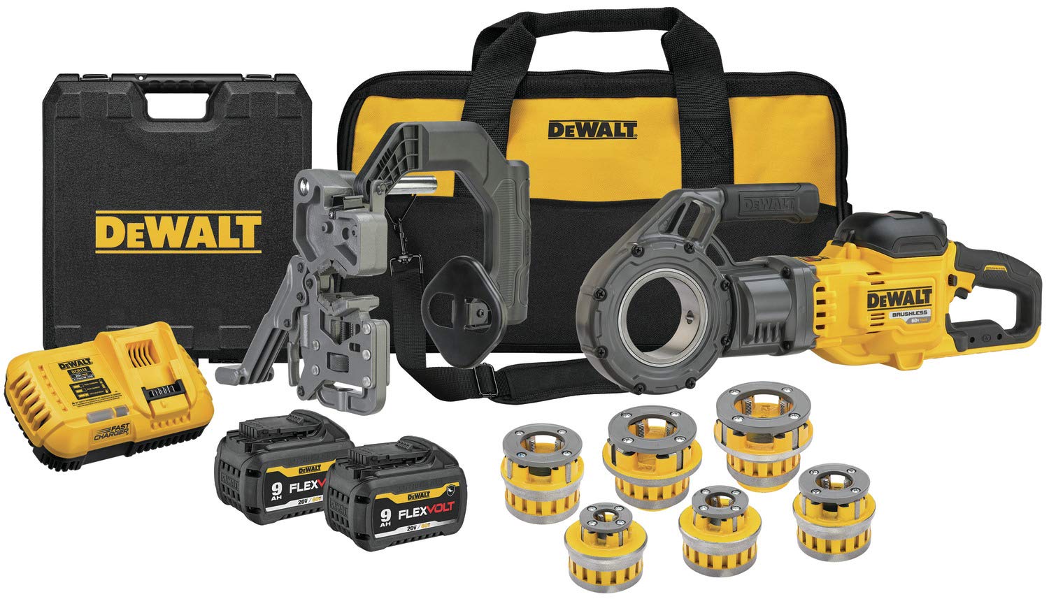 DEWALT FLEXVOLT 60V MAX* Pipe Threader Kit, Die Heads (DCE700X2K)