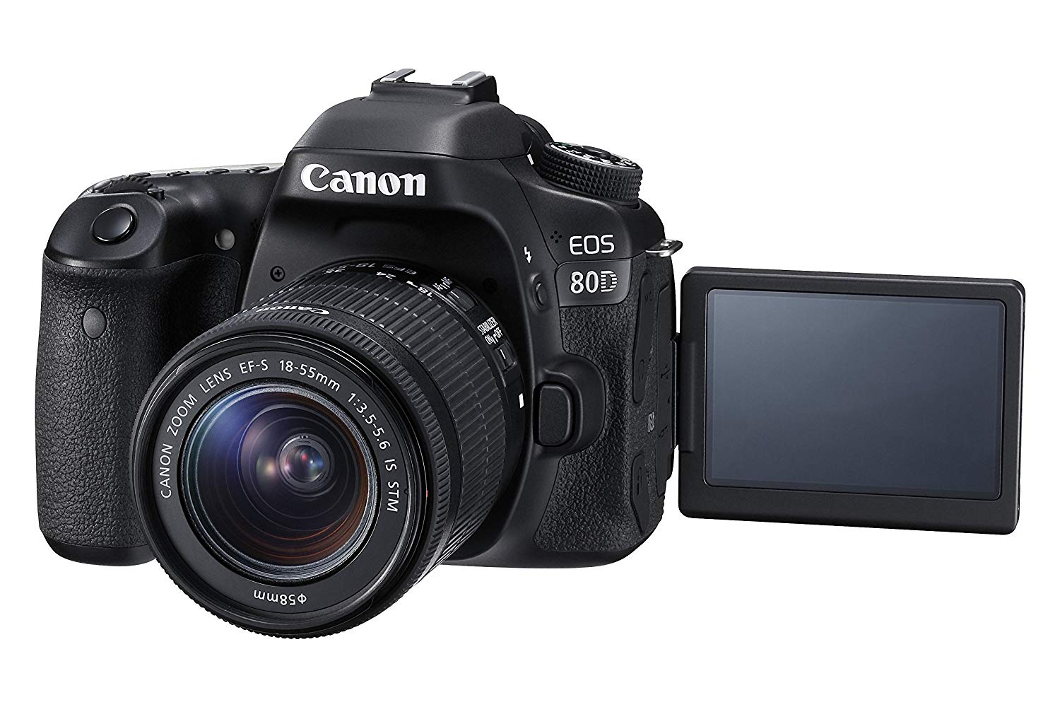 Canon Комплект цифровой SLR EOS 80D с объективом EF-S 18-55mm f / 3.5-5.6 STM со стабилизацией изображения (черный)
