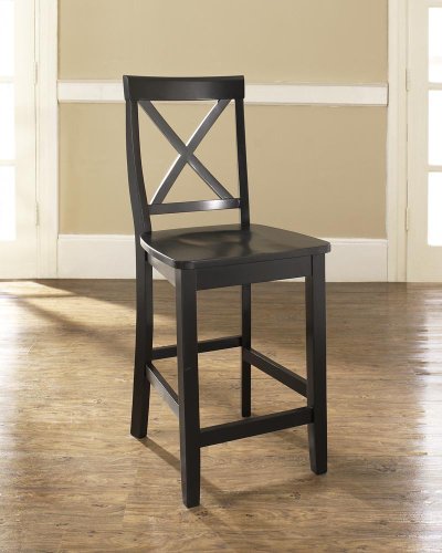Modern Marketing Concepts Барный стул X-Back черного цвета с высотой сиденья 24 дюйма - набор из 2 шт.