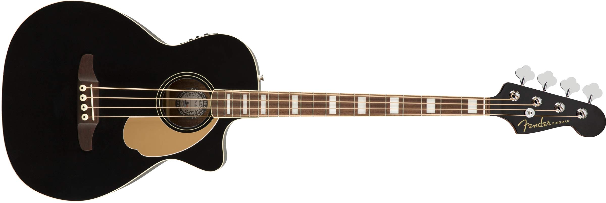 Fender Акустическая бас-гитара Kingman (V2) — черная — с сумкой — накладка на гриф из орехового дерева