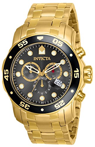  Invicta Мужские часы 80064 Pro Diver с хронографом и темно-серым циферблатом из нержавеющей стали с ионным покрытием из...