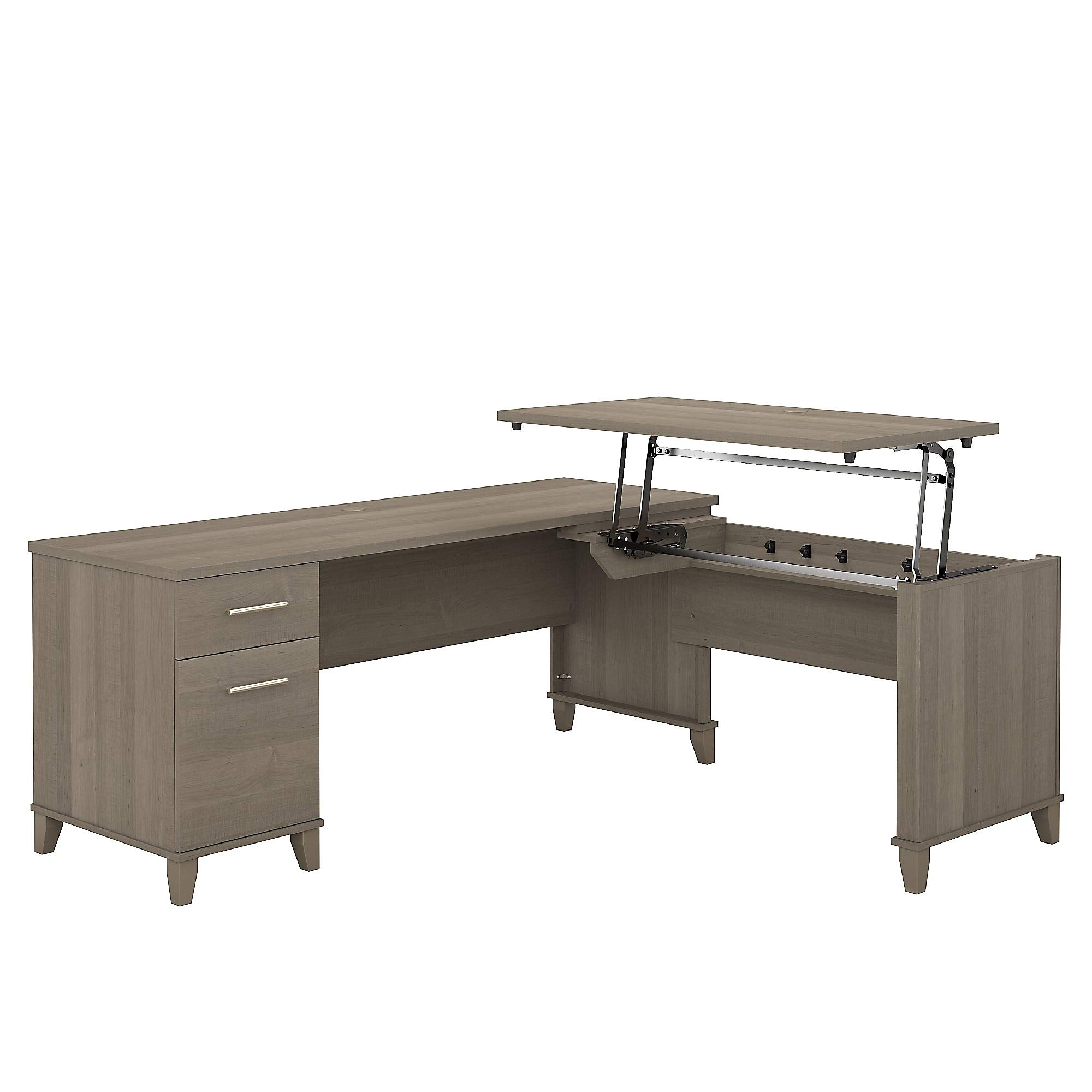 Bush Furniture Somerset 72W 3-позиционный L-образный письменный стол в цвете Hansen Cherry