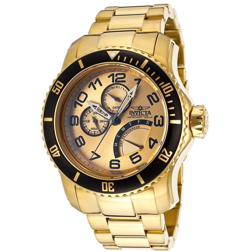 Invicta Мужские часы 15343 Pro Diver из нержавеющей стали с ионным покрытием из 18-каратного золота