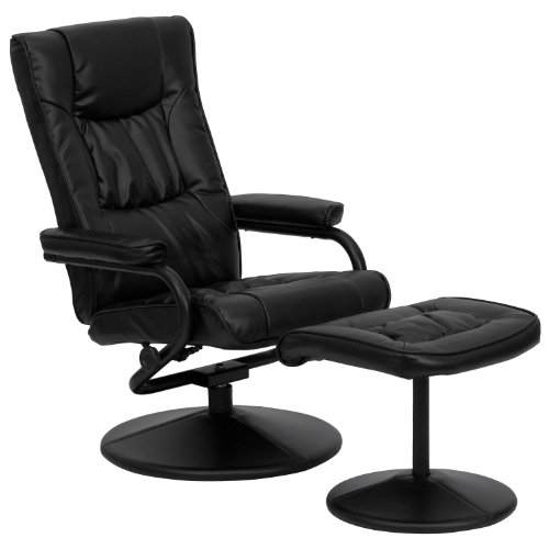 Flash Furniture Современное мягкое кресло / оттоманка из черной кожи с оберткой