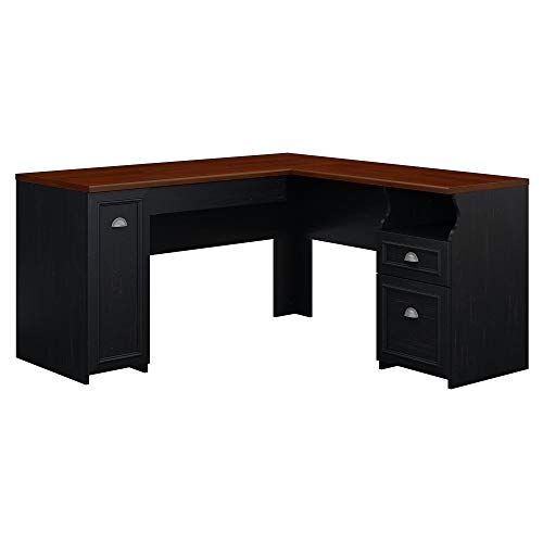 Bush Furniture Г-образный письменный стол Fairview в античном черном цвете