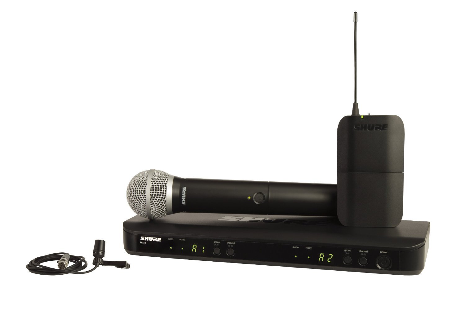 Shure Двухканальная беспроводная микрофонная система BLX1288/CVL с ручным микрофоном PG58 и петличными микрофонами CVL