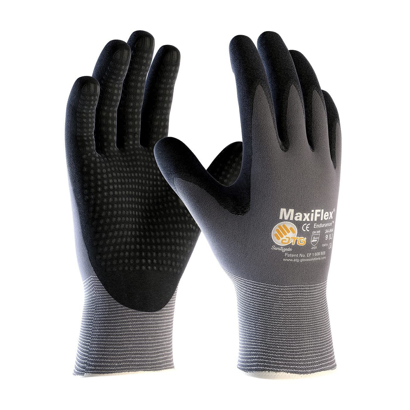 ATG Pack MaxiFlex Endurance 34-844 Бесшовные вязаные нейлоновые рабочие перчатки с нитриловым покрытием на ладони и пальцах