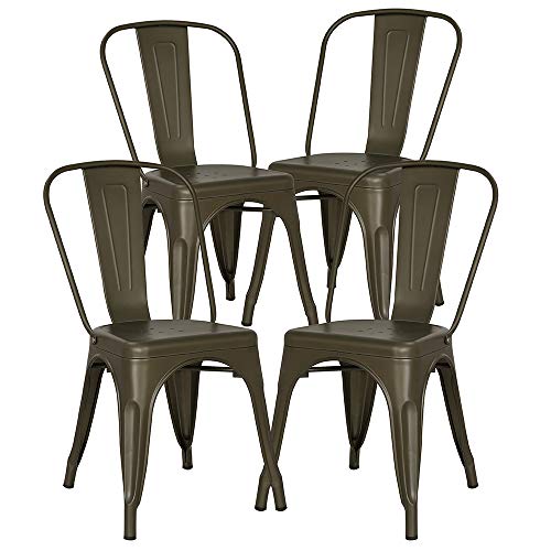 POLY & BARK Trattoria Kitchen and Dining Metal Side Chair в бронзе (набор из 4 шт.)