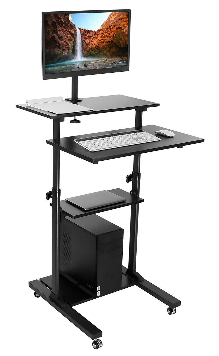  Mount-It! Мобильный стоячий стол / регулируемая по высоте компьютерная рабочая станция на роликовой тележке для...