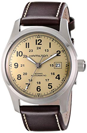 Hamilton Мужские часы H70555523 'Khaki Field' из нержавеющей стали с коричневым кожаным ремешком