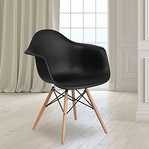 Flash Furniture Пластиковый стул серии Alonza с деревянной основой