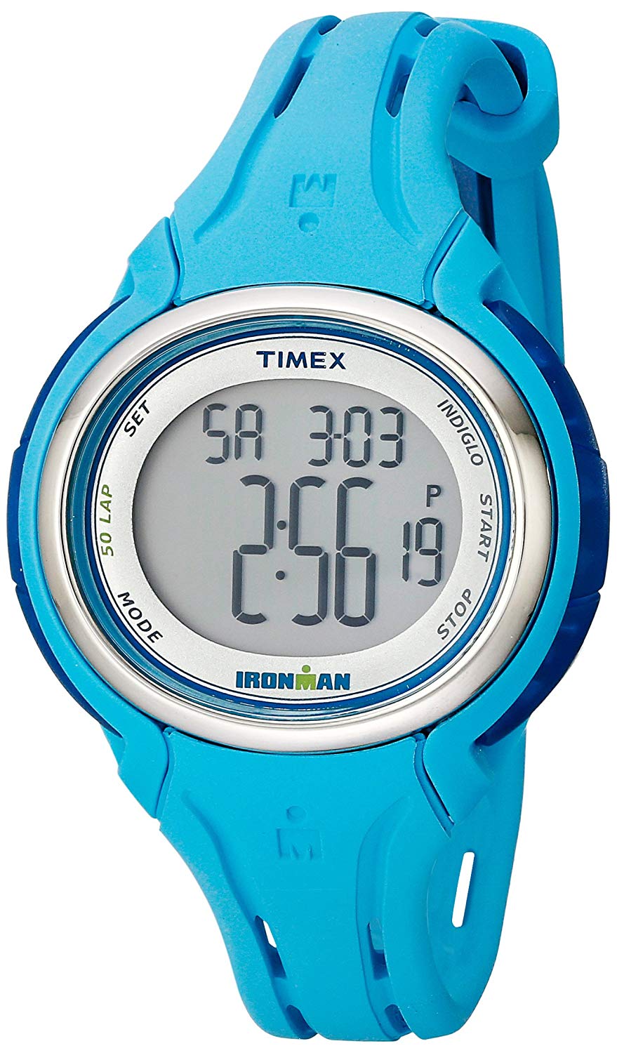 Timex Corporation Женские часы Timex TW5K906009J Ironman Sleek 50 Pool Blue с силиконовым ремешком