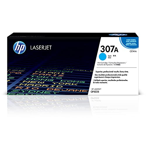 HP Оригинальный картридж с голубым тонером 307A | Работает с принтерами серии Color LaserJet Professional CP5225 | CE741A