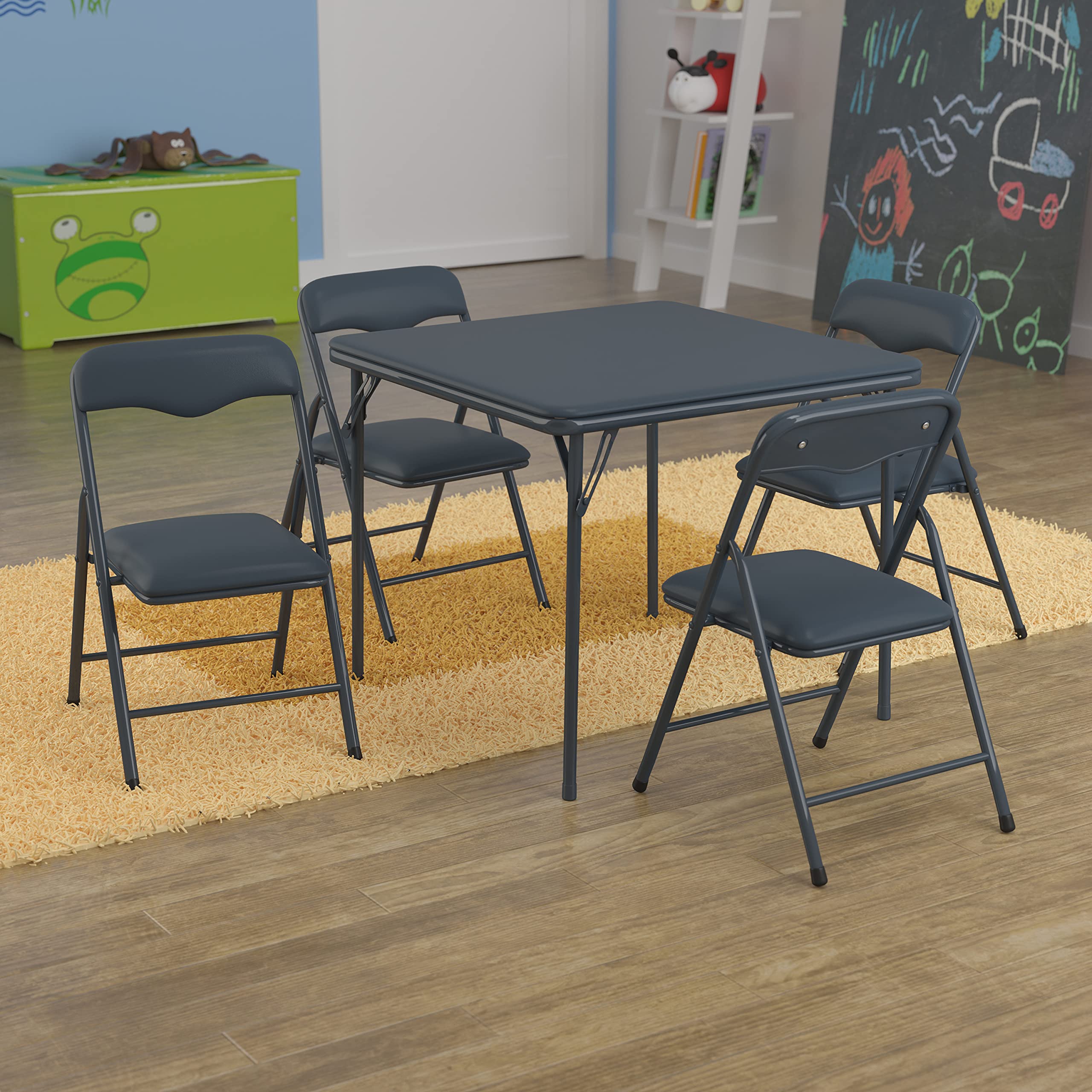 Flash Furniture Детский темно-синий набор из 5 складных столов и стульев
